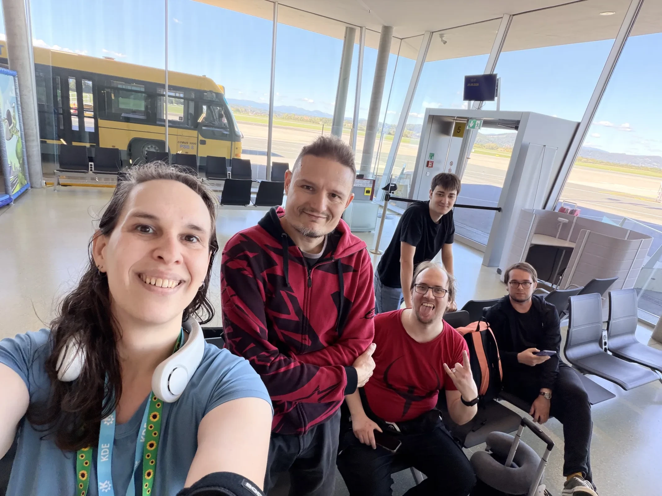 Impromptu airport BoF as several of us wait together for our flight to Munich
