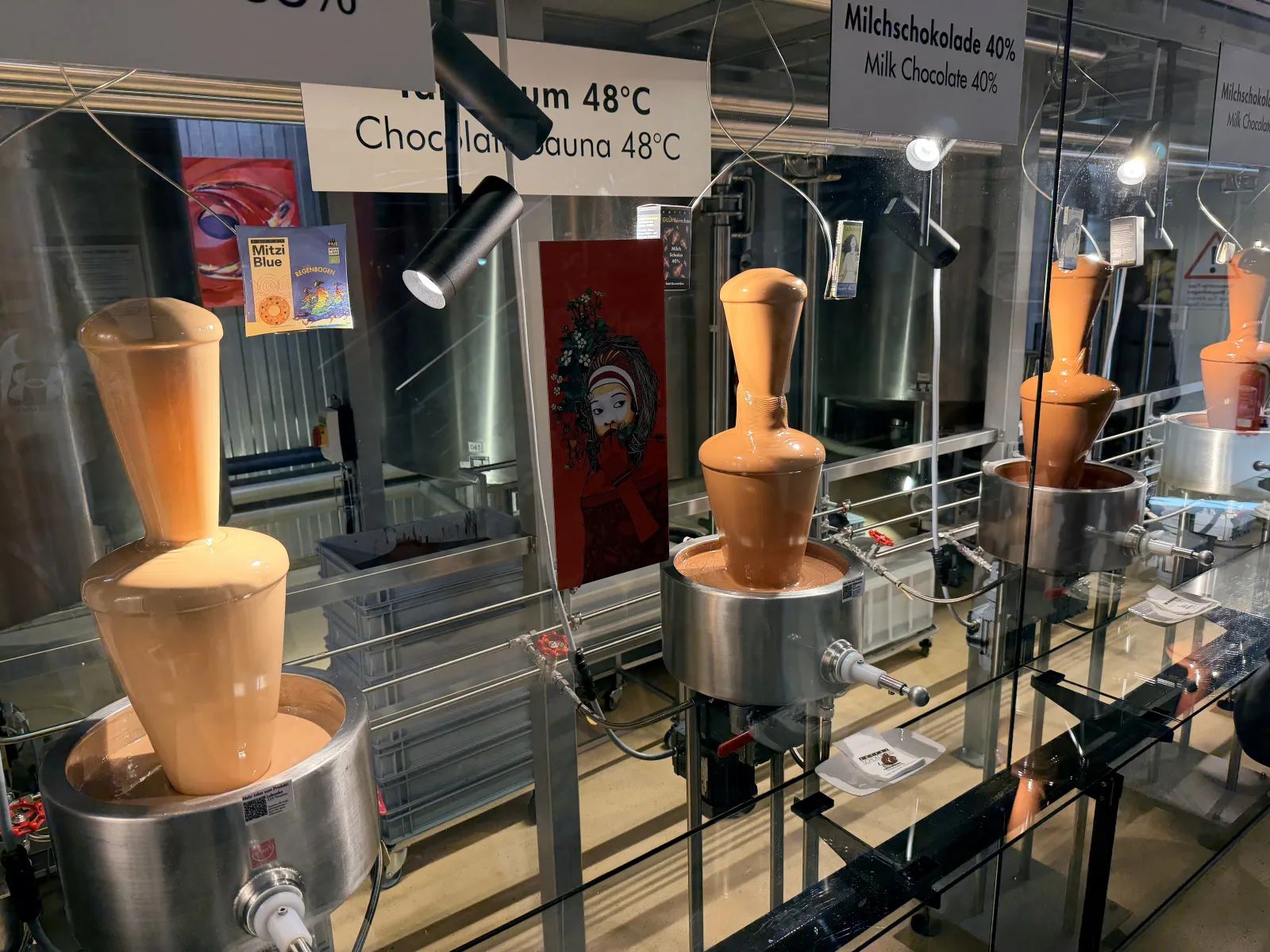 Chocolate fountains at Zotter
