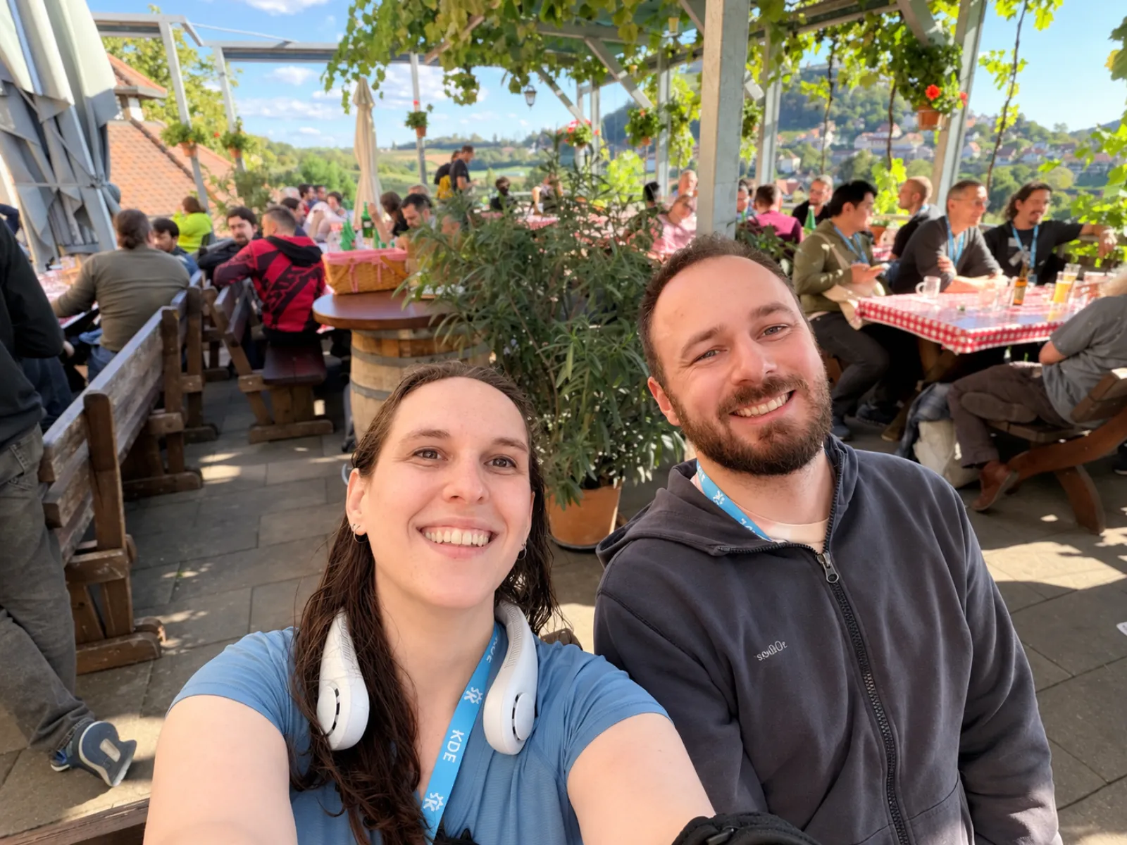 Me and Nico after lunch, enjoying some Sturm &amp; wine