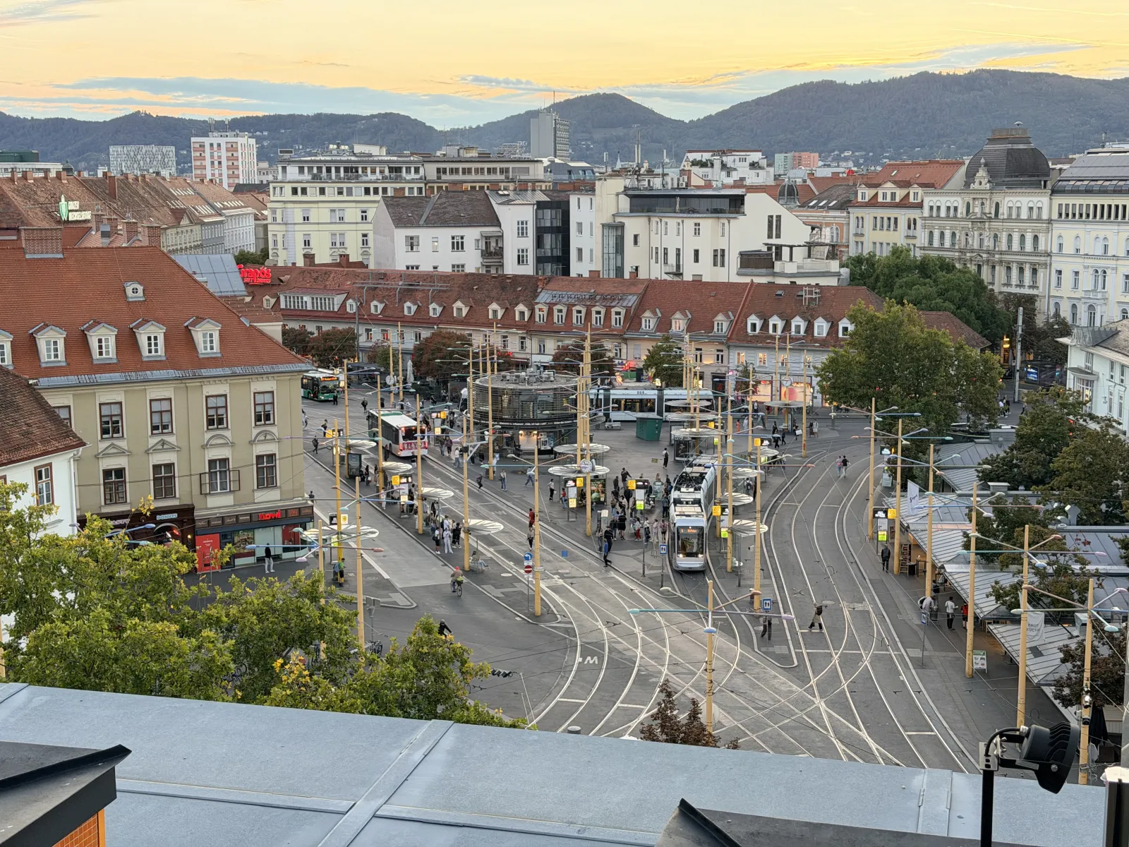 View of Jakominiplatz from the rooftop venue